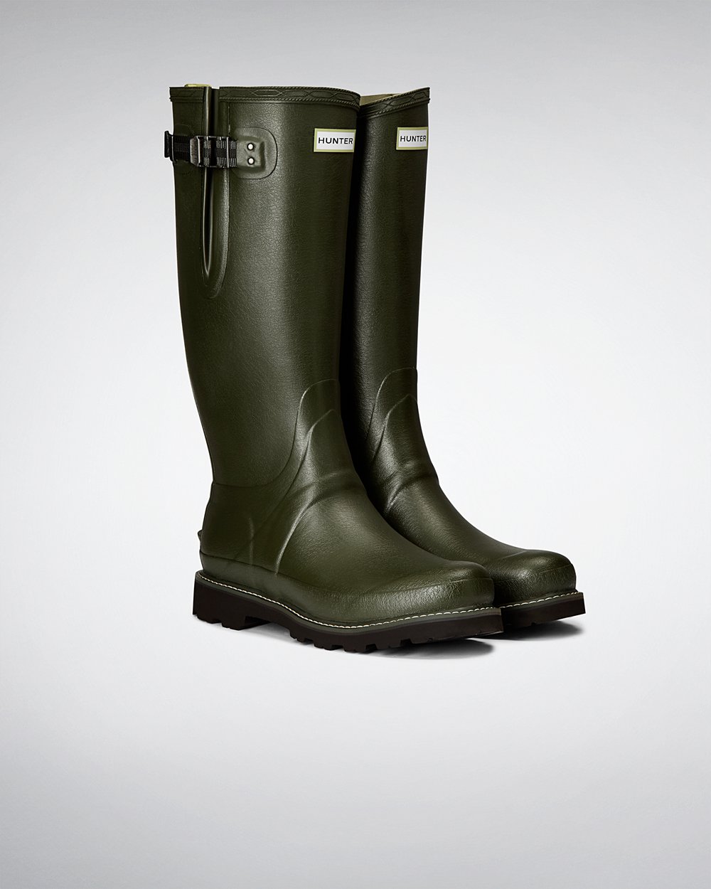 Botas de Lluvia Altas Hunter Hombre - Balmoral Side Adjustable - Verde Oscuro Oliva - JMWTZFK-54